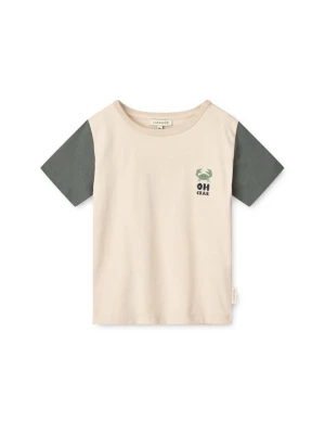T-shirt z nadrukiem Liewood mleczny
