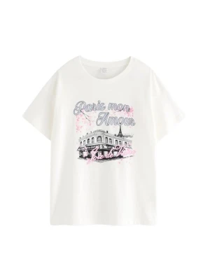 T-shirt z nadrukiem Lindex biały