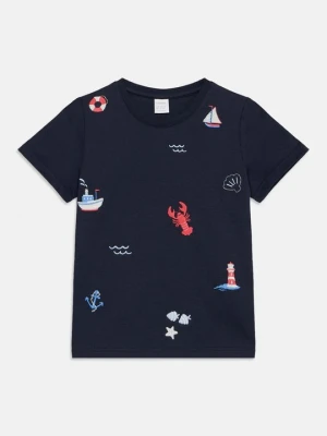 T-shirt z nadrukiem Lindex granatowy