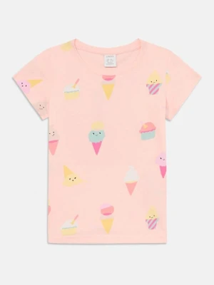 T-shirt z nadrukiem Lindex jasnoróżowy