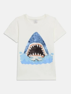 T-shirt z nadrukiem Lindex mleczny