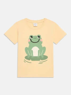 T-shirt z nadrukiem Lindex żółty