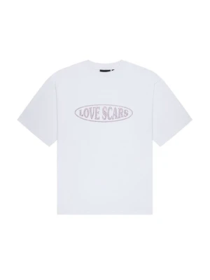 T-shirt z nadrukiem LOVE SCARS liliowy