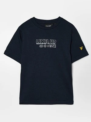 T-shirt z nadrukiem Lyle & Scott granatowy