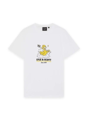 T-shirt z nadrukiem Lyle & Scott biały