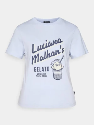T-shirt z nadrukiem Malbon niebieski