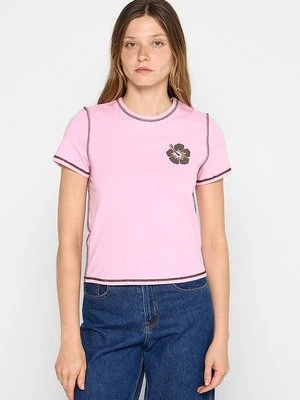 T-shirt z nadrukiem Mango jasnoróżowy