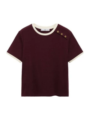 T-shirt z nadrukiem Mango bordowy