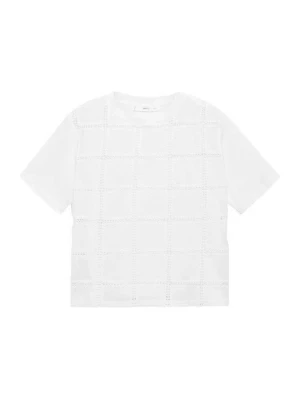 T-shirt z nadrukiem Mango mleczny