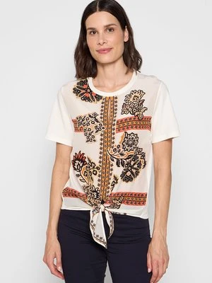 Zdjęcie produktu T-shirt z nadrukiem Marc Cain mleczny