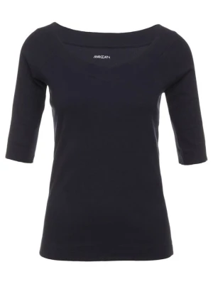 T-shirt z nadrukiem Marc Cain granatowy