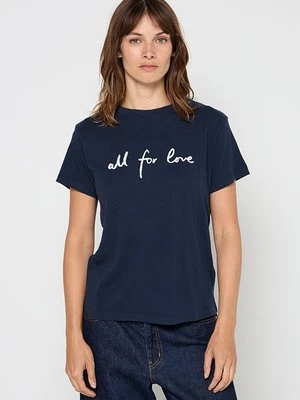 T-shirt z nadrukiem Marc O'Polo granatowy