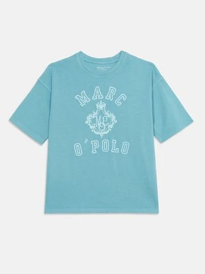 T-shirt z nadrukiem Marc O'Polo jasnoniebieski