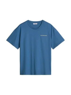 T-shirt z nadrukiem Marc O'Polo niebieski