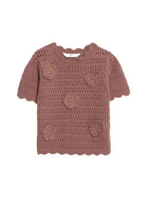 T-shirt z nadrukiem Marks & Spencer jasnoróżowy