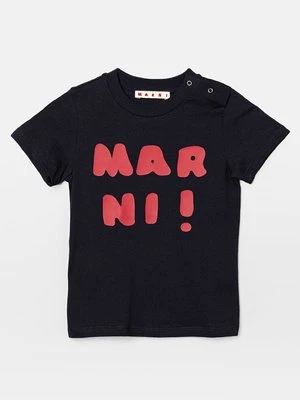 T-shirt z nadrukiem Marni granatowy