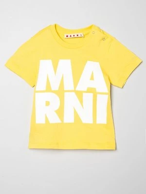 T-shirt z nadrukiem Marni żółty