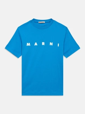 T-shirt z nadrukiem Marni niebieski