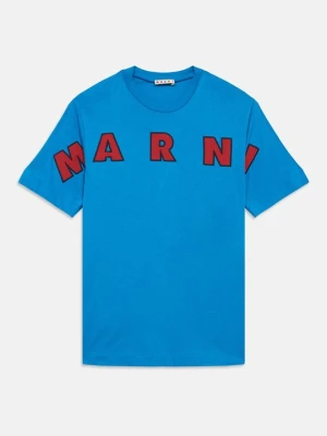 T-shirt z nadrukiem Marni niebieski
