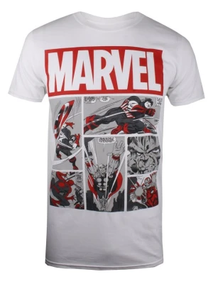 T-shirt z nadrukiem Marvel biały