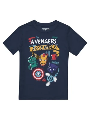 T-shirt z nadrukiem Marvel granatowy