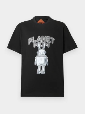 T-shirt z nadrukiem MCM czarny