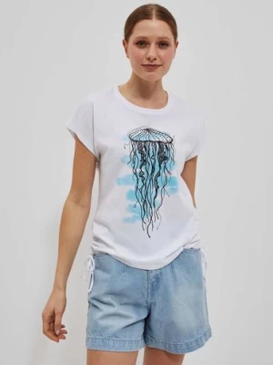 T-shirt z nadrukiem meduzy biały Moodo