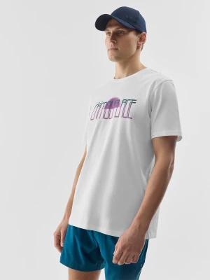 T-shirt z nadrukiem męski - biały 4F