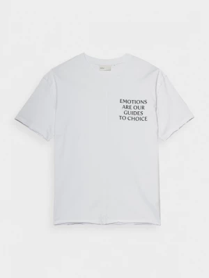 T-shirt z nadrukiem męski - biały OUTHORN