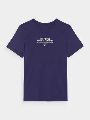T-shirt z nadrukiem męski - granatowy 4F