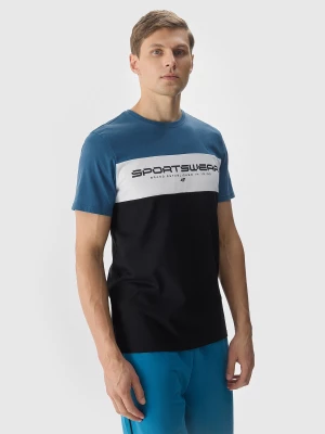 T-shirt z nadrukiem męski - niebieski 4F