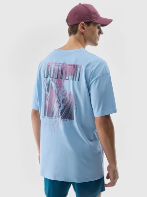 T-shirt z nadrukiem męski - niebieski 4F