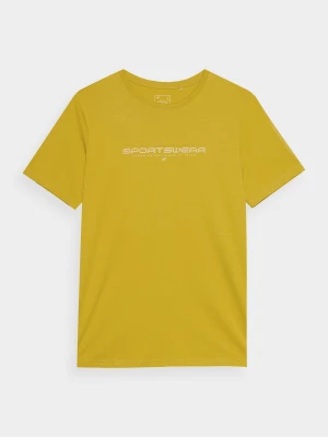 T-shirt z nadrukiem męski - żółty 4F