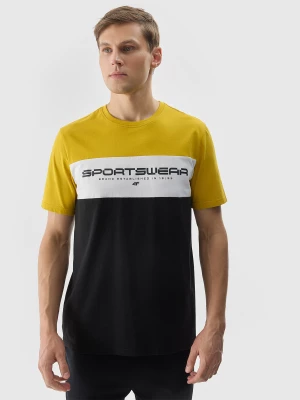 T-shirt z nadrukiem męski - żółty 4F