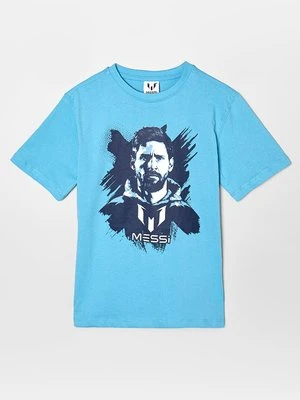 T-shirt z nadrukiem Messi jasnoniebieski
