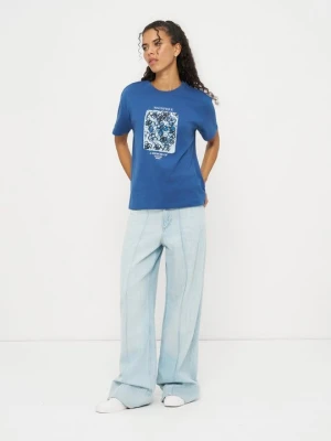 T-shirt z nadrukiem Mexx granatowy