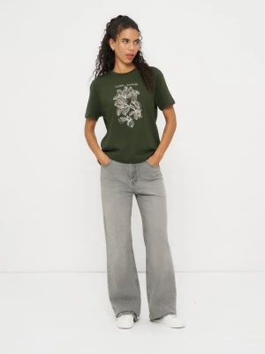 T-shirt z nadrukiem Mexx zielony
