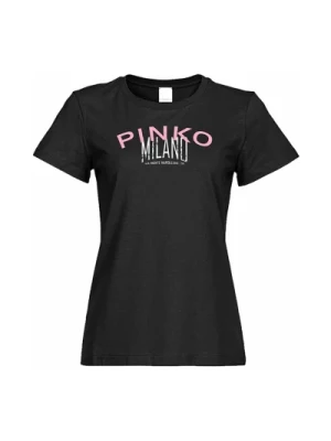 T-shirt z nadrukiem miasta, krótki rękaw, slim fit Pinko