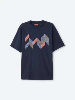 T-shirt z nadrukiem Missoni granatowy
