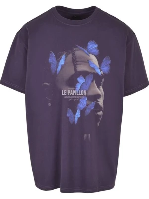 T-shirt z nadrukiem Mister Tee ciemnofioletowy