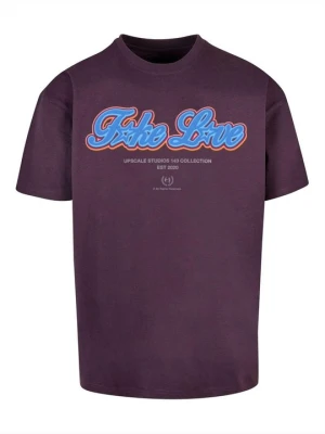 T-shirt z nadrukiem Mister Tee ciemnoliliowy
