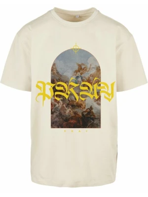 T-shirt z nadrukiem Mister Tee piaskowy