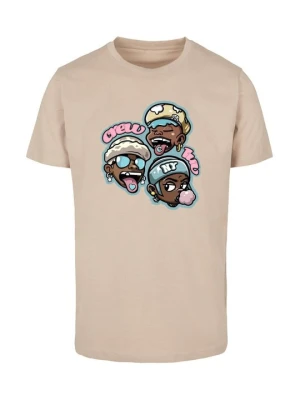 T-shirt z nadrukiem Mister Tee piaskowy