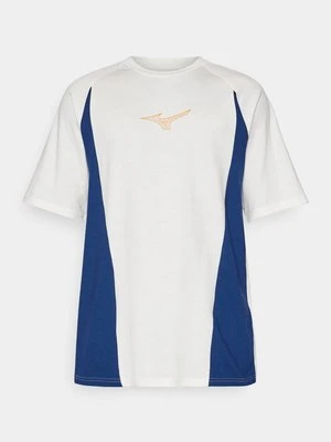 T-shirt z nadrukiem Mizuno mleczny