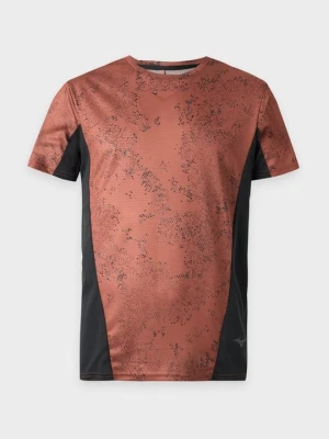 T-shirt z nadrukiem Mizuno miedziany