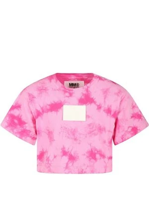 T-shirt z nadrukiem MM6 Maison Margiela różowy