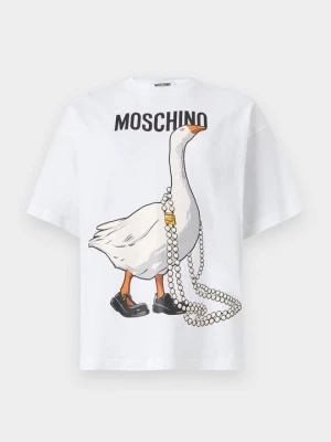 T-shirt z nadrukiem MOSCHINO biały