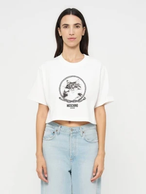 T-shirt z nadrukiem MOSCHINO biały