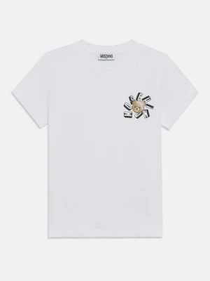 T-shirt z nadrukiem MOSCHINO biały