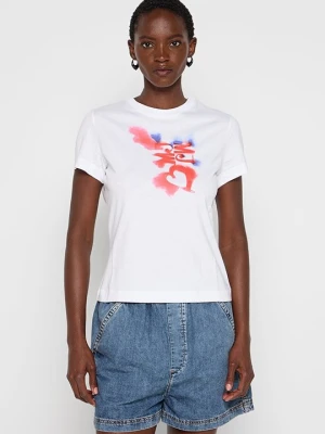 T-shirt z nadrukiem MOSCHINO biały
